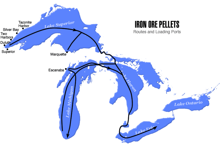 Iron Ore Pellets routes and loading ports